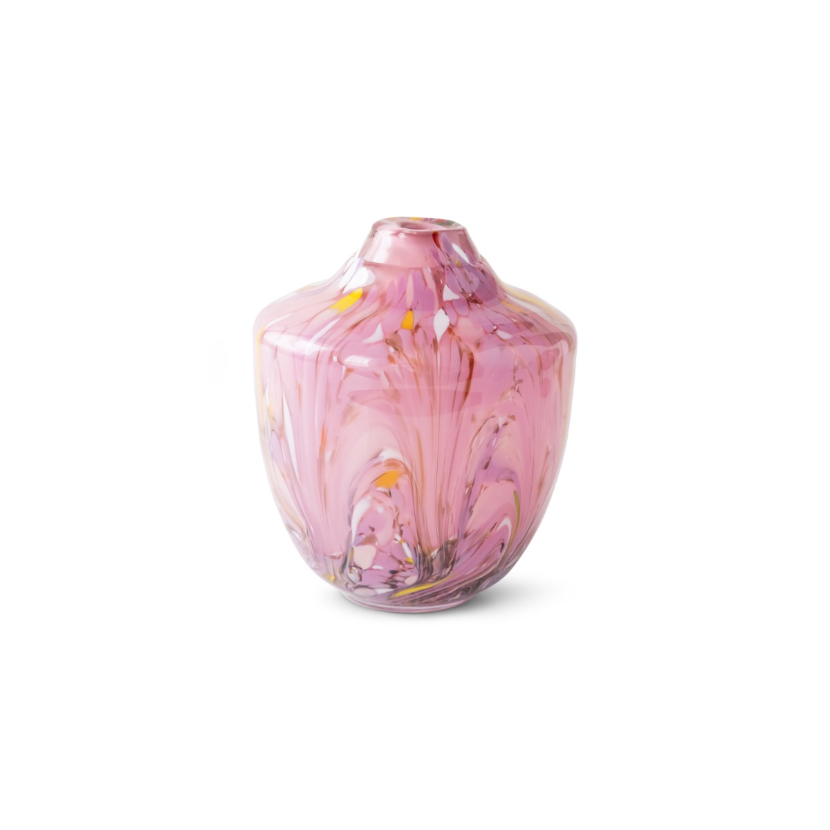 Unik skulptur kunstglass rosa multi liten 17 cm