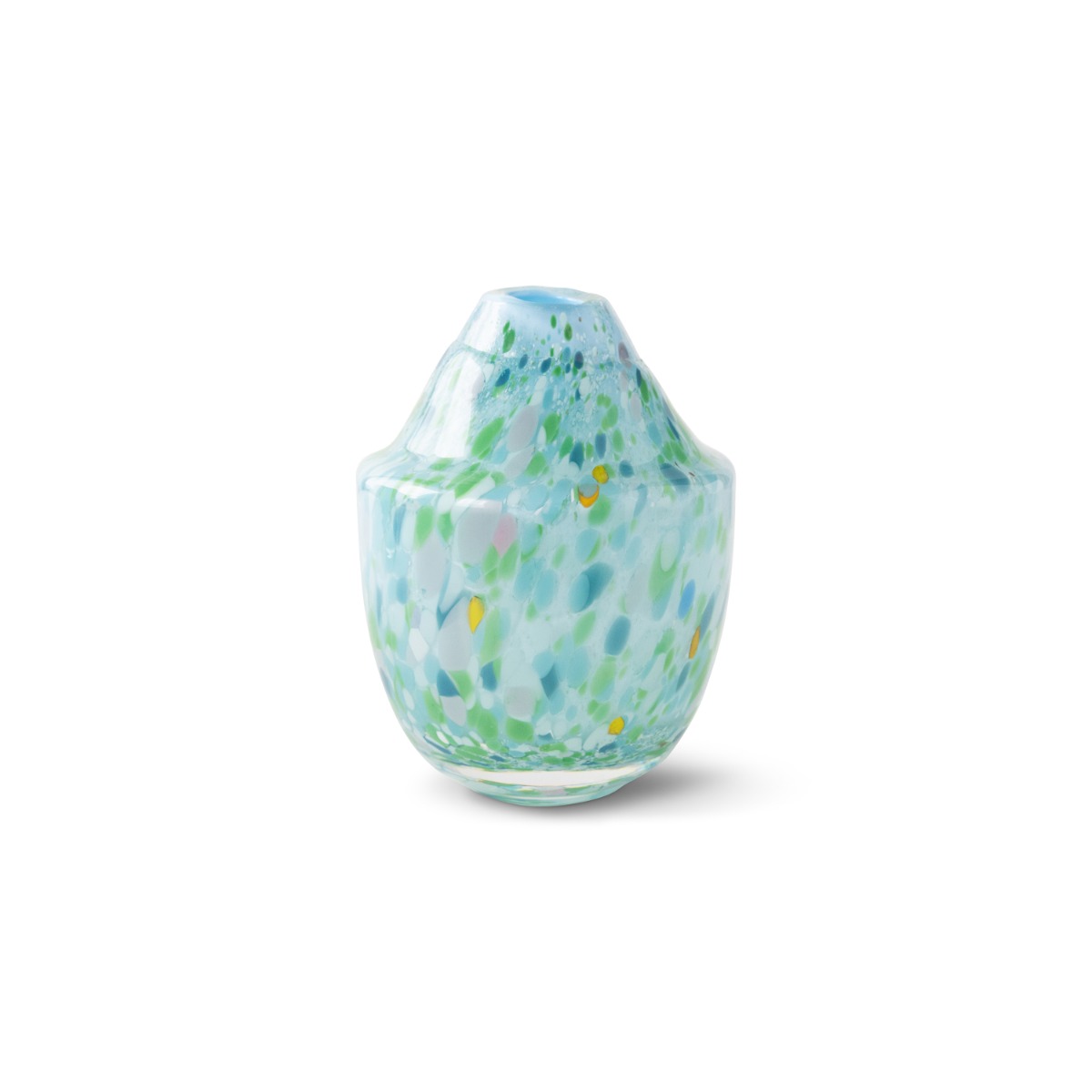 Unik skulptur kunstglass grønn multi liten 17 cm