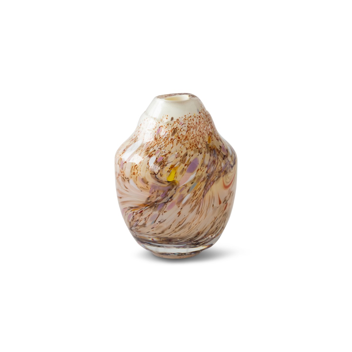 Unik skulptur kunstglass brun multi liten 17 cm