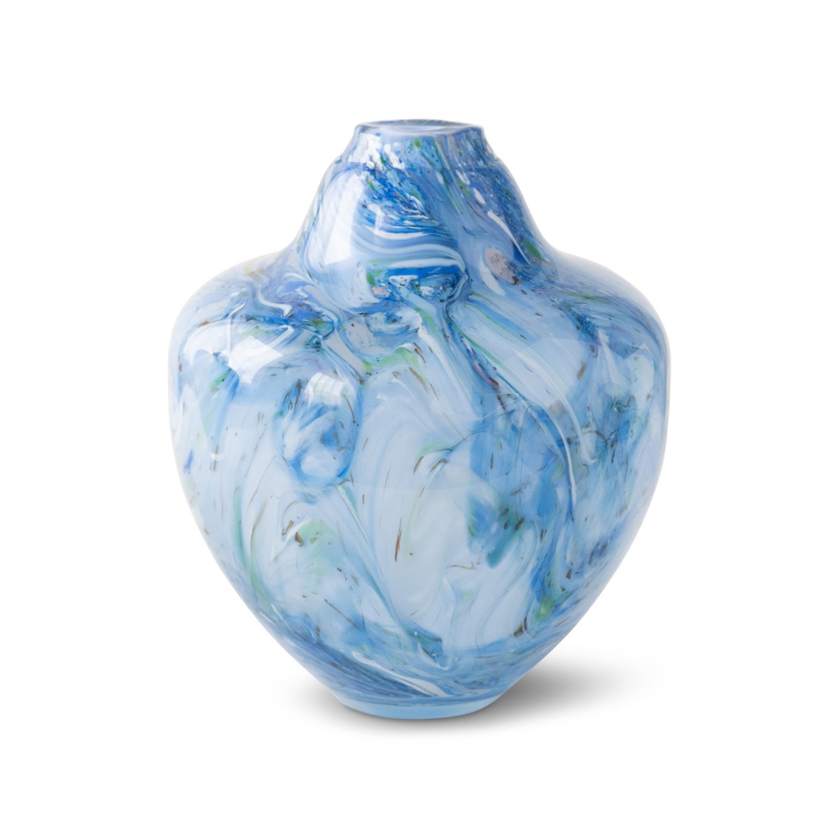 Unik skulptur kunstglass blå multi medium 24 cm