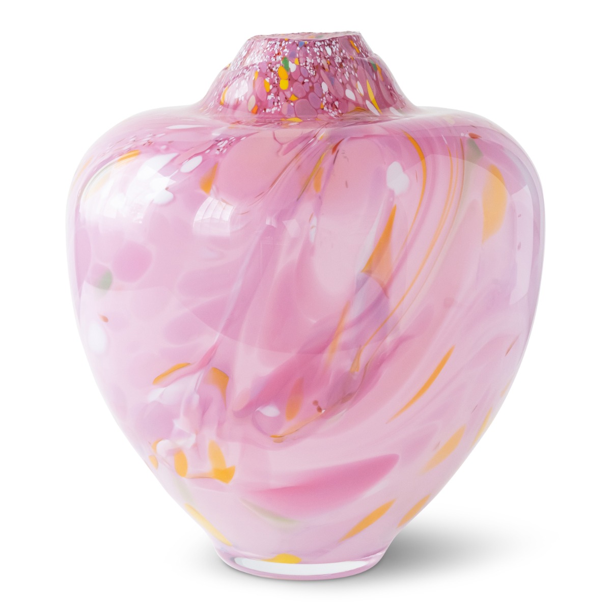 Unik skulptur kunstglass rosa multi stor 31 cm