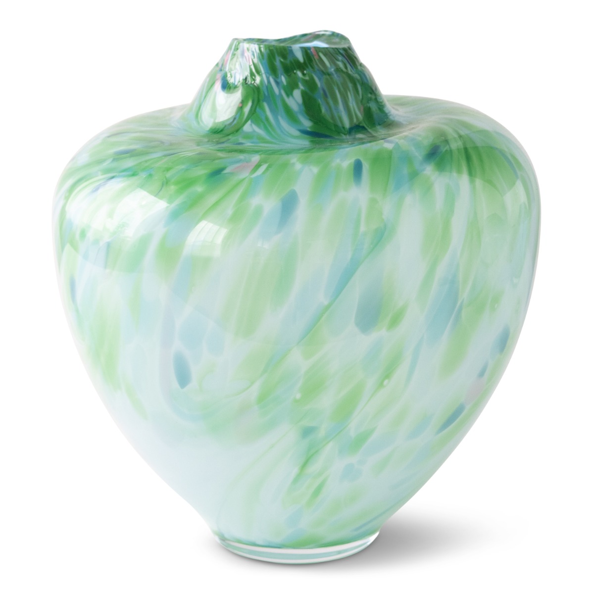 Unik skulptur kunstglass grønn multi stor 31 cm