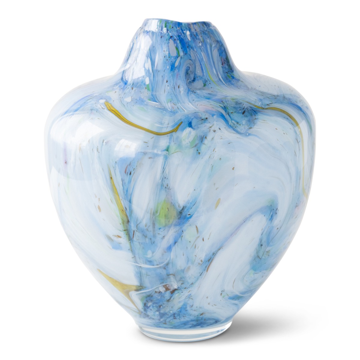 Unik skulptur kunstglass blå multi stor 31 cm