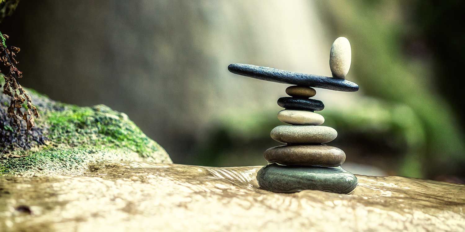Balanced stones in nature