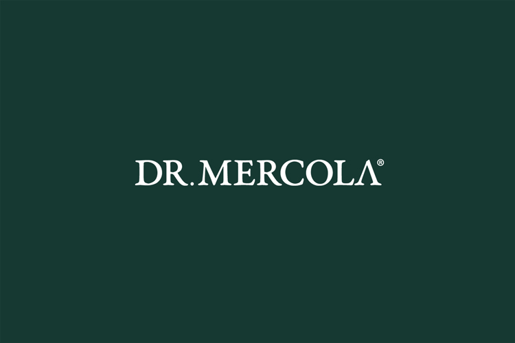 Dr. Mercola logotyp på mörkgrön bakgrund