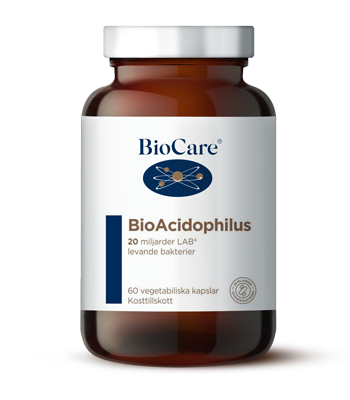Burk med BioCare BioAcidophilus 60 kapslar