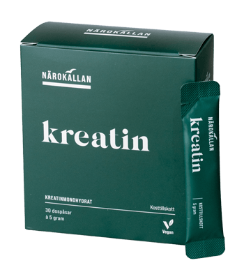 Kartong med Närokällan Kreatin och dospåse