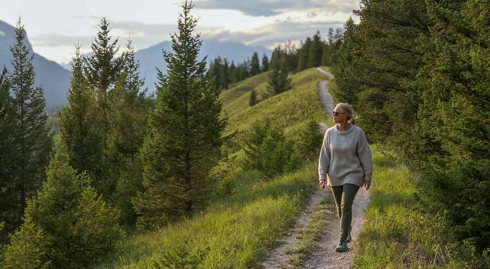 A woman on a forest walk