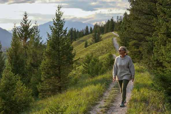 A woman on a forest walk
