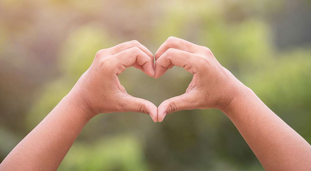 Two hands held up in the shape of a heart