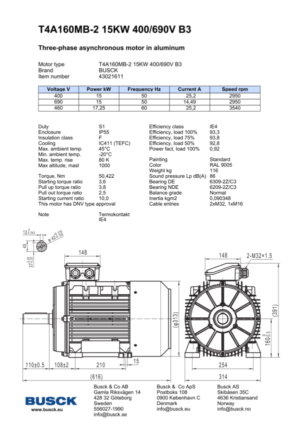 T4A160MB-2 15KW 400/690V B3