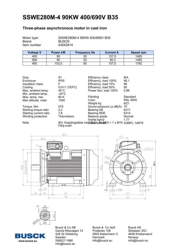 SSWE280M-4 90KW 400/690V B35