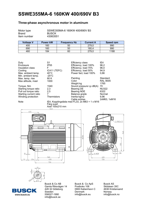 SSWE355MA-6 160KW 400/690V B3