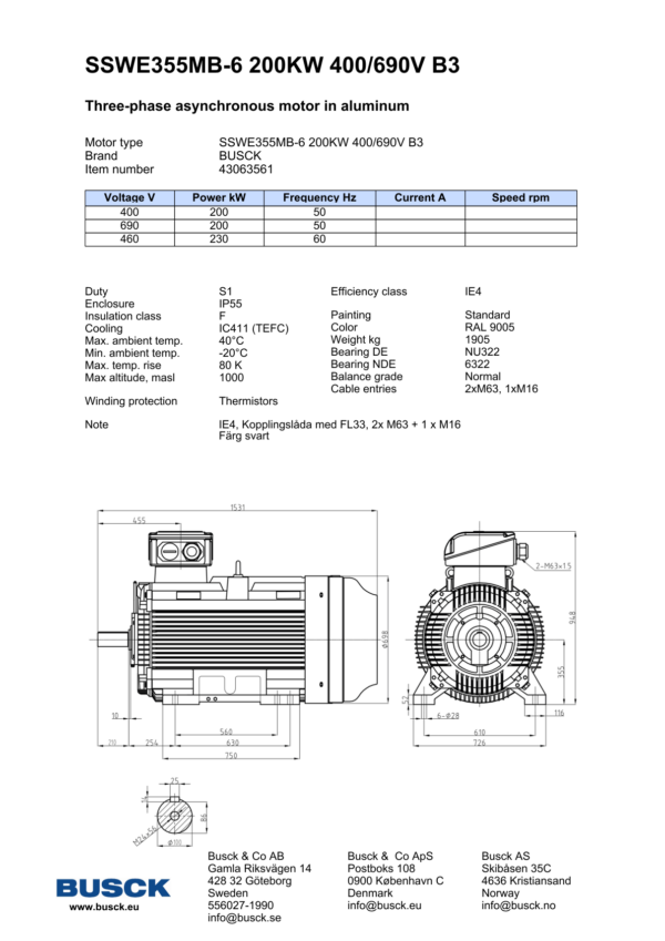 SSWE355MB-6 200KW 400/690V B3