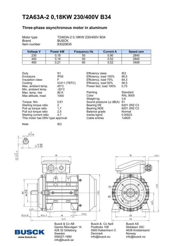 T2A63A-2 0,18KW 230/400V B34