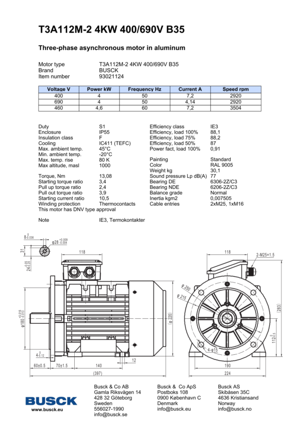 T3A112M-2 4KW 400/690V B35